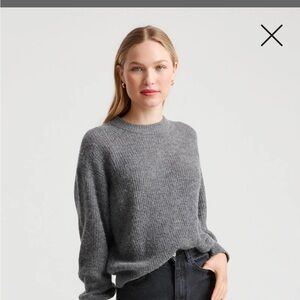 Quince Baby Alpaca-Wool blend crew neck sweater in dark grey
